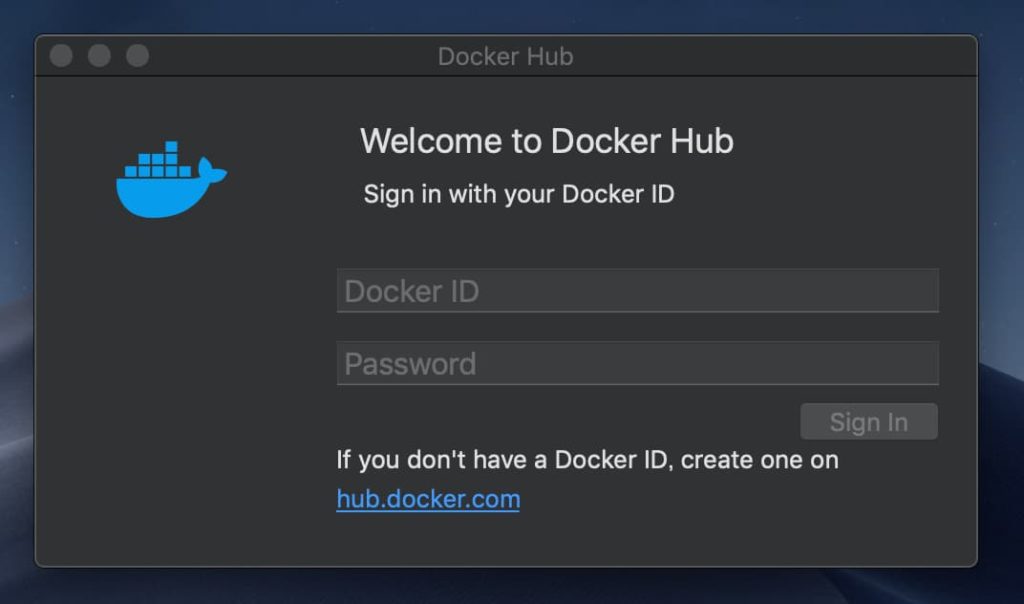 Docker Desktop for Macのサインイン画面